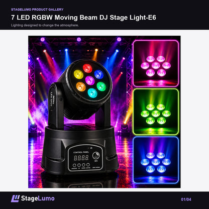 7 LED RGBW Moving Beam DJ Stage Light-E6 - StageLumo image 1
