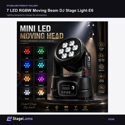 7 LED RGBW Moving Beam DJ Stage Light-E6 - StageLumo image 3