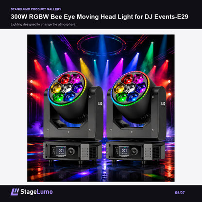 300W RGBW Bee Eye Moving Head Light for DJ Events-E29 - StageLumo image 5