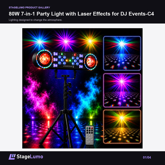 80W 7-in-1 Party Light with Laser Effects for DJ Events-C4 - StageLumo image 1