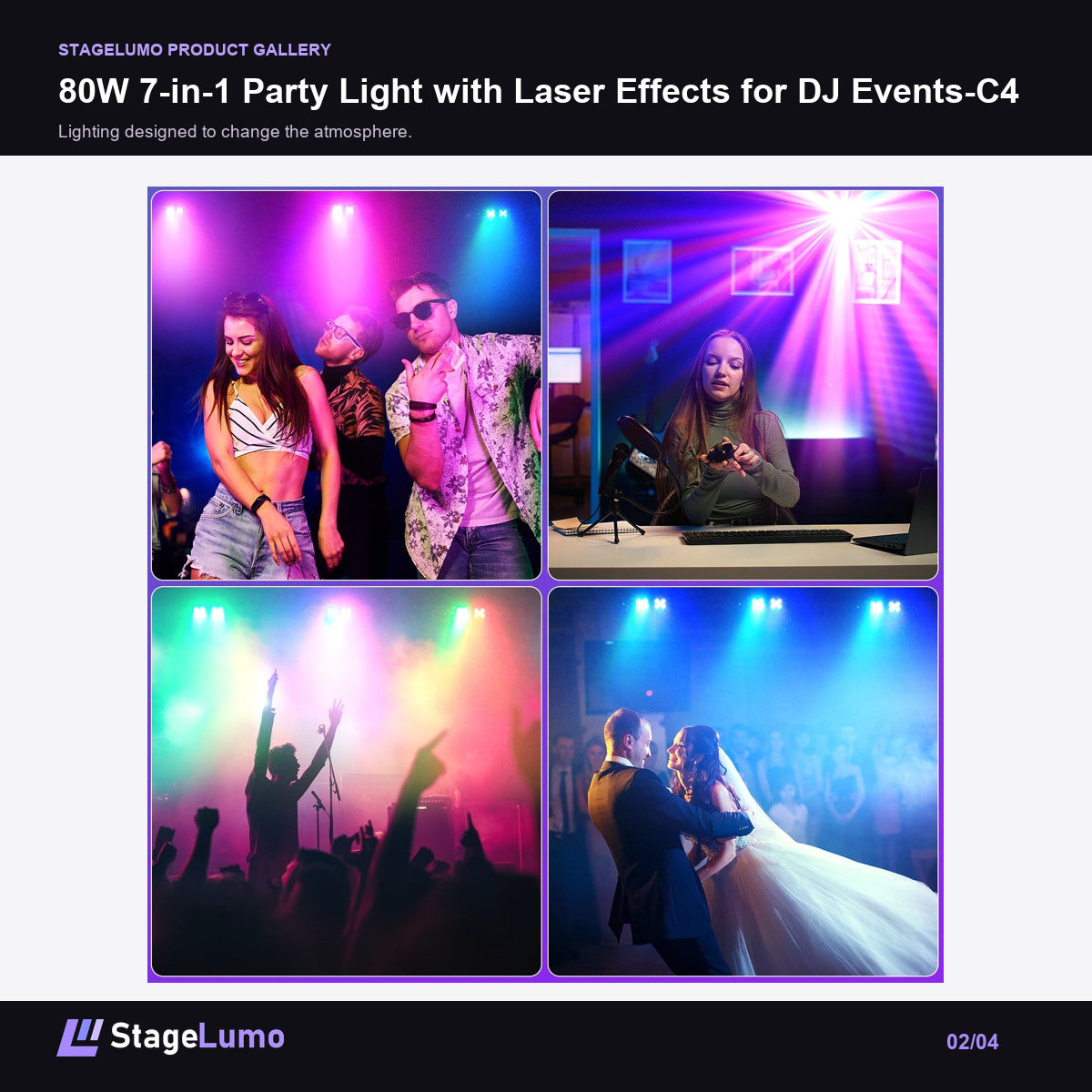 80W 7-in-1 Party Light with Laser Effects for DJ Events-C4 - StageLumo image 2