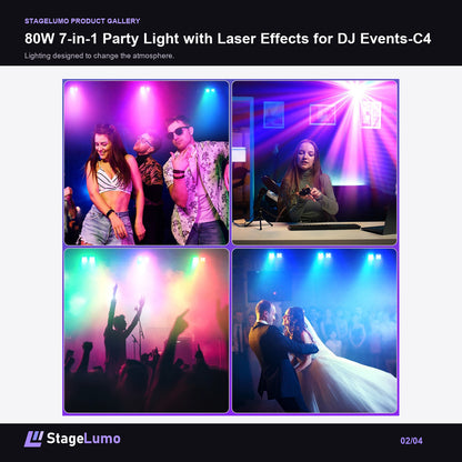 80W 7-in-1 Party Light with Laser Effects for DJ Events-C4 - StageLumo image 2