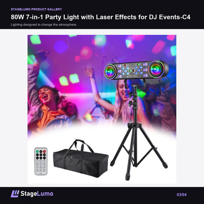 80W 7-in-1 Party Light with Laser Effects for DJ Events-C4 - StageLumo image 3