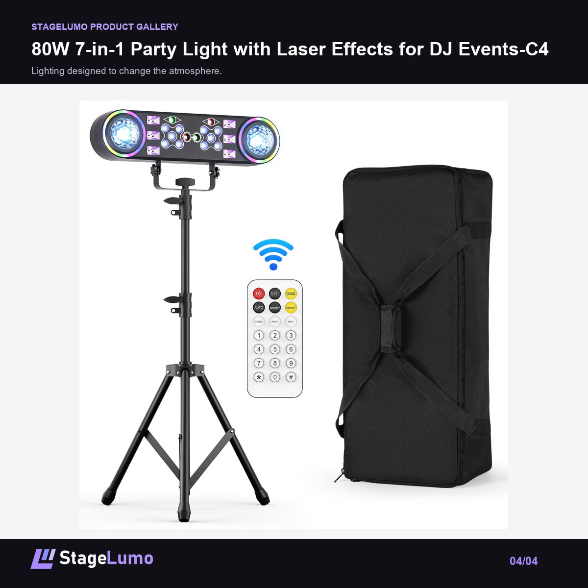 80W 7-in-1 Party Light with Laser Effects for DJ Events-C4 - StageLumo image 4