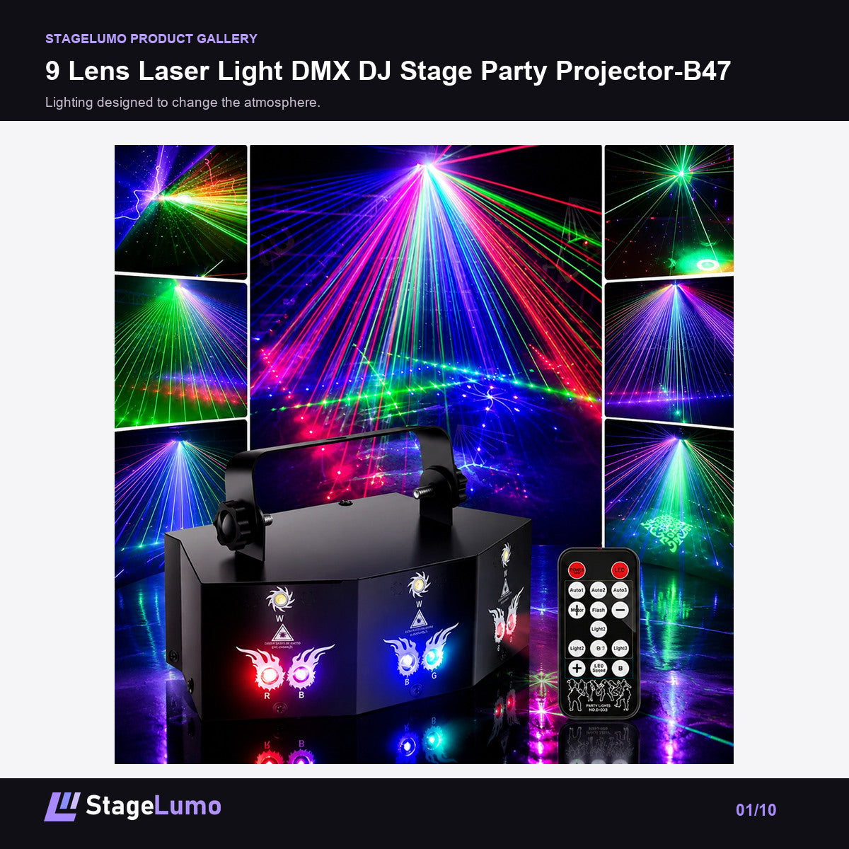 9 Lens Laser Light DMX DJ Stage Party Projector-B47 - StageLumo image 1