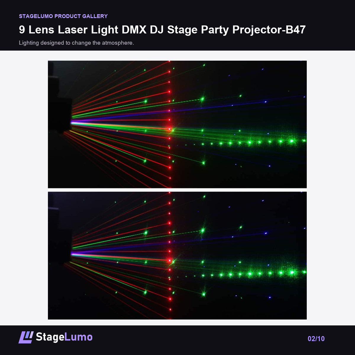9 Lens Laser Light DMX DJ Stage Party Projector-B47 - StageLumo image 2