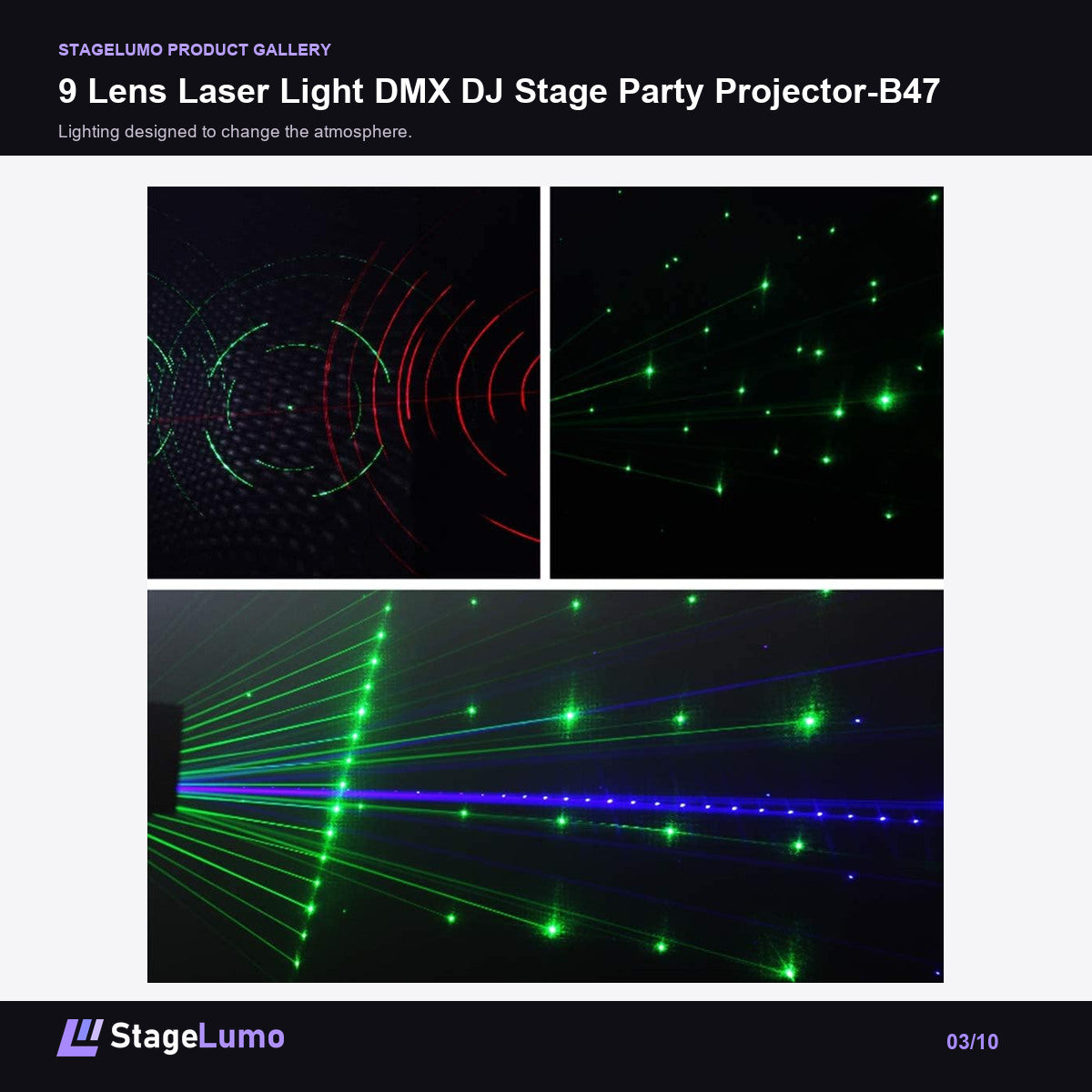 9 Lens Laser Light DMX DJ Stage Party Projector-B47 - StageLumo image 3