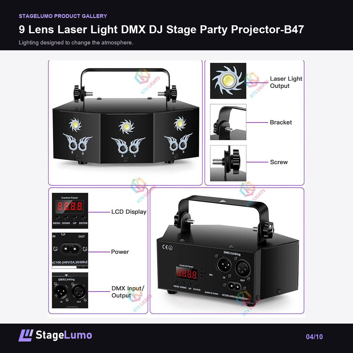 9 Lens Laser Light DMX DJ Stage Party Projector-B47 - StageLumo image 4