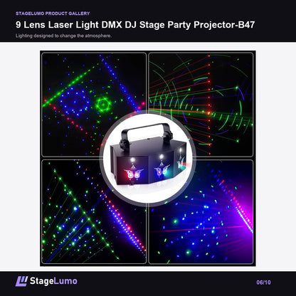 9 Lens Laser Light DMX DJ Stage Party Projector-B47 - StageLumo image 6