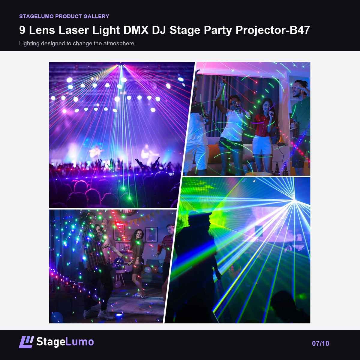 9 Lens Laser Light DMX DJ Stage Party Projector-B47 - StageLumo image 7