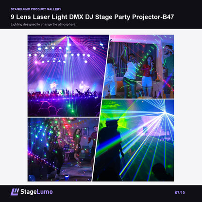 9 Lens Laser Light DMX DJ Stage Party Projector-B47 - StageLumo image 7