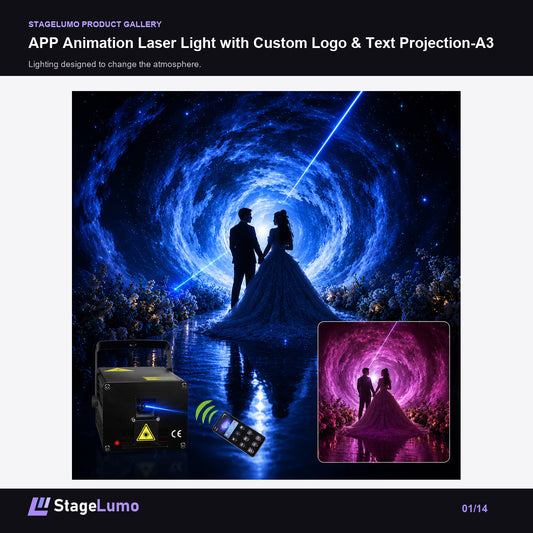APP Animation Laser Light with Custom Logo & Text Projection-A3 - StageLumo image 1