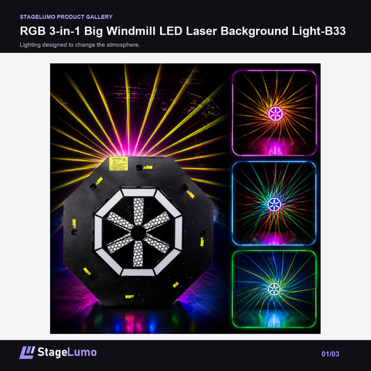 RGB 3-in-1 Big Windmill LED Laser Background Light-B33 - StageLumo image 1