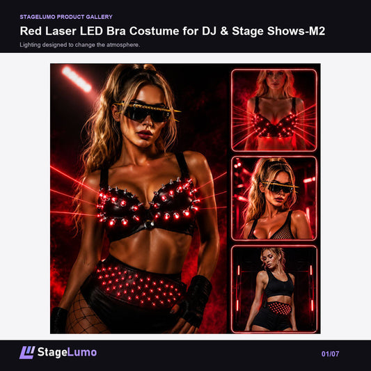 Red Laser LED Bra Costume for DJ & Stage Shows-M2 - StageLumo image 1