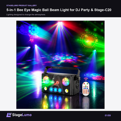 5-in-1 Bee Eye Magic Ball Beam Light for DJ Party & Stage-C20 - StageLumo image 1