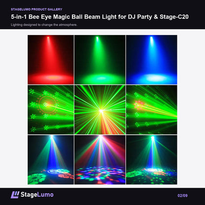 5-in-1 Bee Eye Magic Ball Beam Light for DJ Party & Stage-C20 - StageLumo image 2
