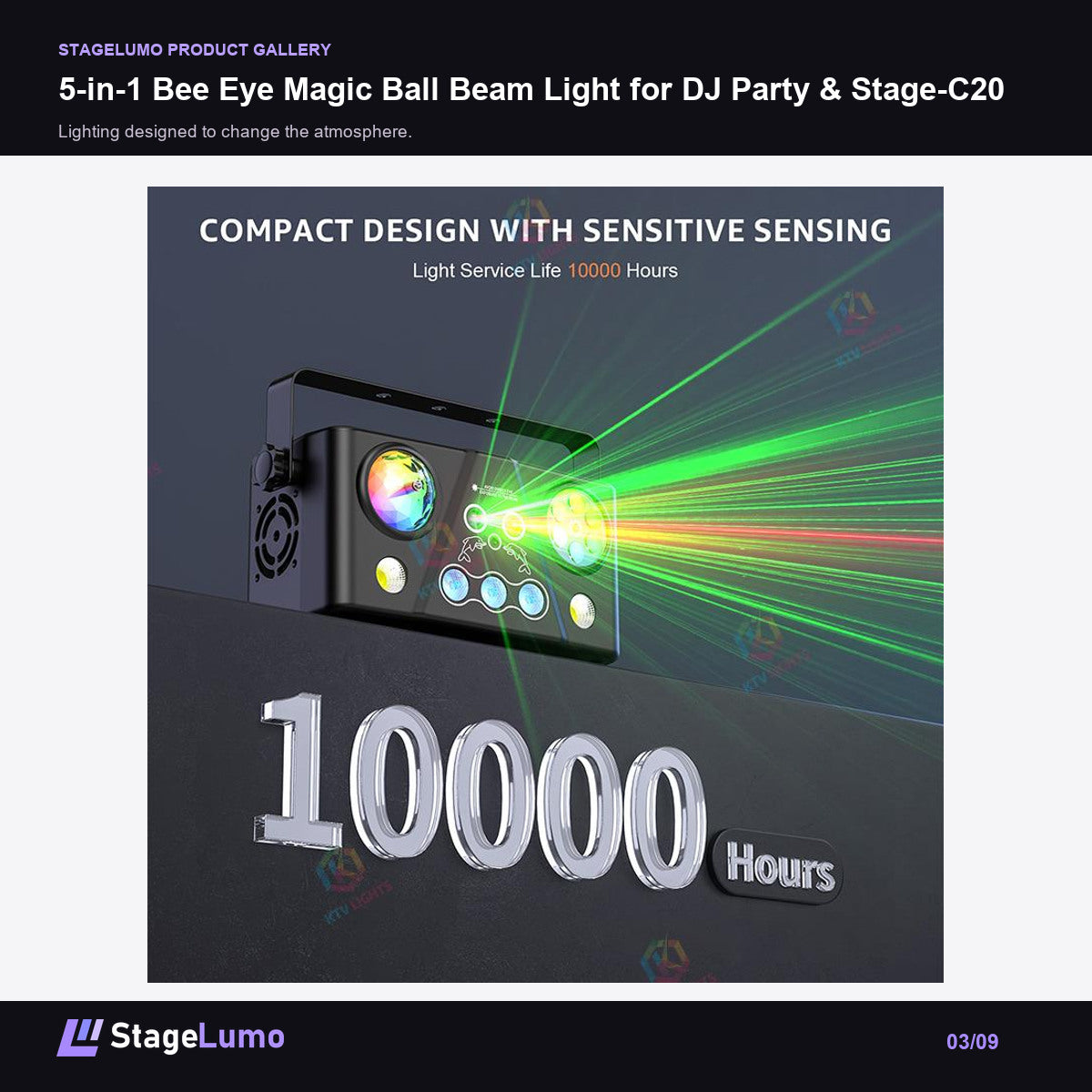 5-in-1 Bee Eye Magic Ball Beam Light for DJ Party & Stage-C20 - StageLumo image 3