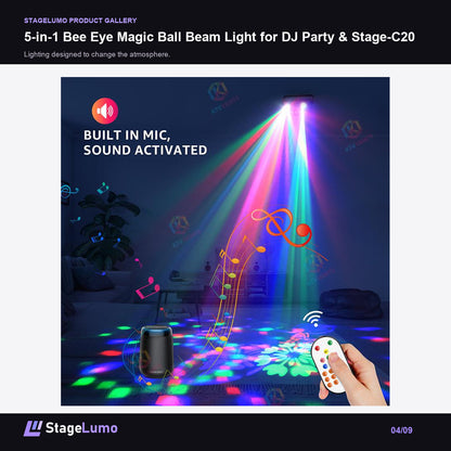 5-in-1 Bee Eye Magic Ball Beam Light for DJ Party & Stage-C20 - StageLumo image 4