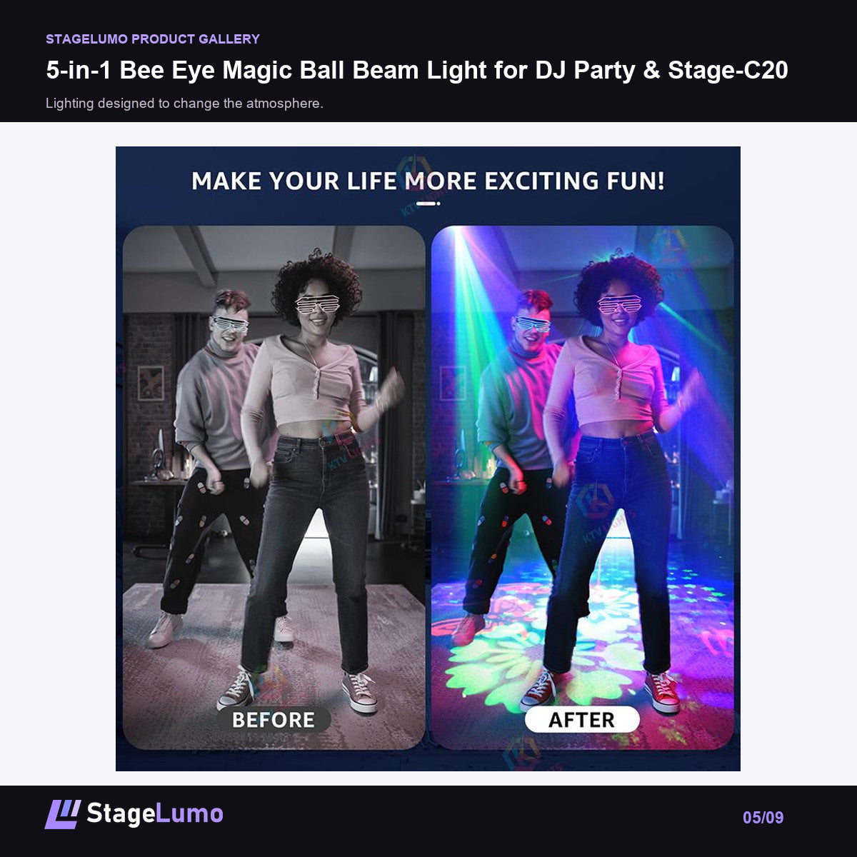 5-in-1 Bee Eye Magic Ball Beam Light for DJ Party & Stage-C20 - StageLumo image 5