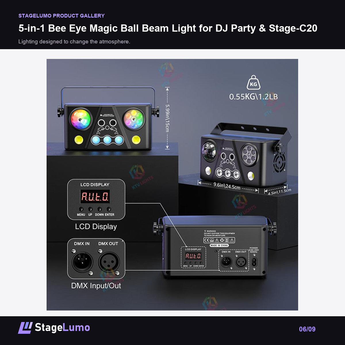 5-in-1 Bee Eye Magic Ball Beam Light for DJ Party & Stage-C20 - StageLumo image 6