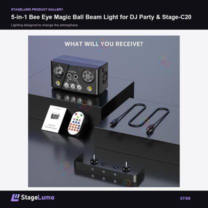 5-in-1 Bee Eye Magic Ball Beam Light for DJ Party & Stage-C20 - StageLumo image 7