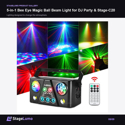 5-in-1 Bee Eye Magic Ball Beam Light for DJ Party & Stage-C20 - StageLumo image 8