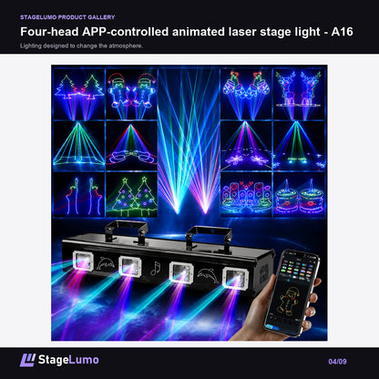 Four-head APP-controlled animated laser stage light - A16 - StageLumo image 4