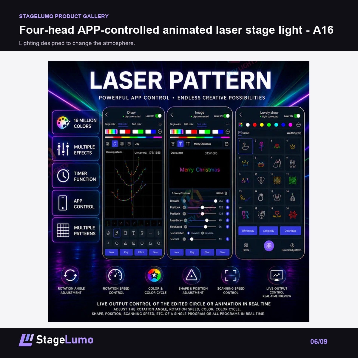 Four-head APP-controlled animated laser stage light - A16 - StageLumo image 6