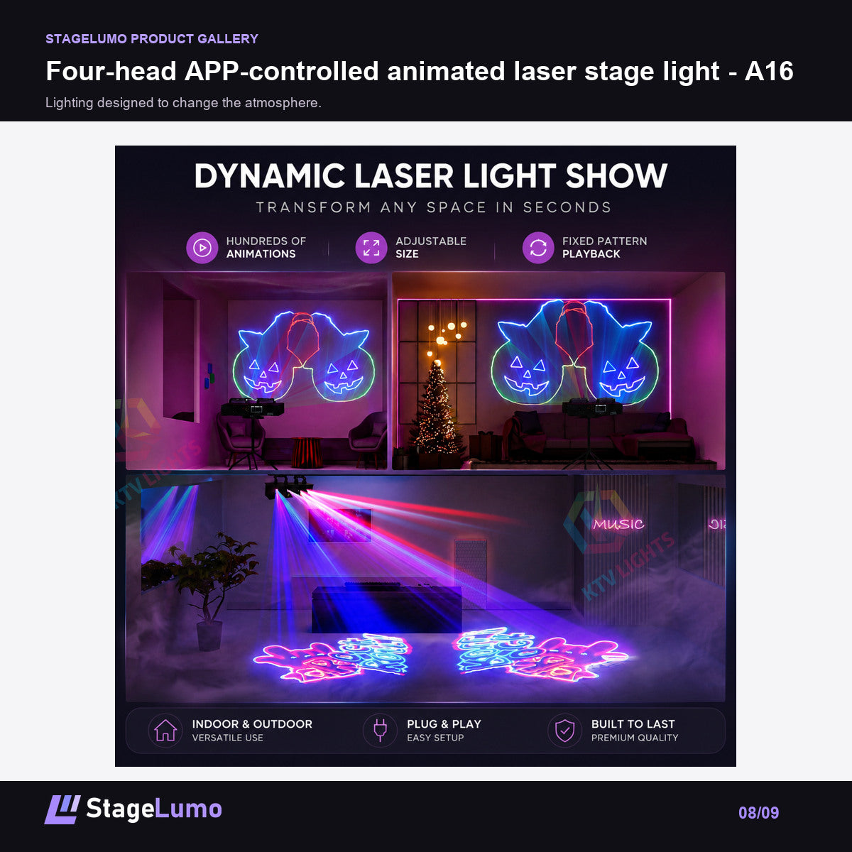 Four-head APP-controlled animated laser stage light - A16 - StageLumo image 8
