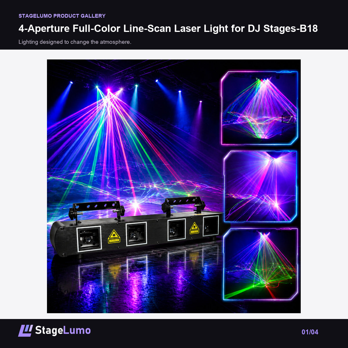 4-Aperture Full-Color Line-Scan Laser Light for DJ Stages-B18 - StageLumo image 1