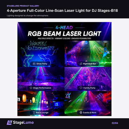 4-Aperture Full-Color Line-Scan Laser Light for DJ Stages-B18 - StageLumo image 2