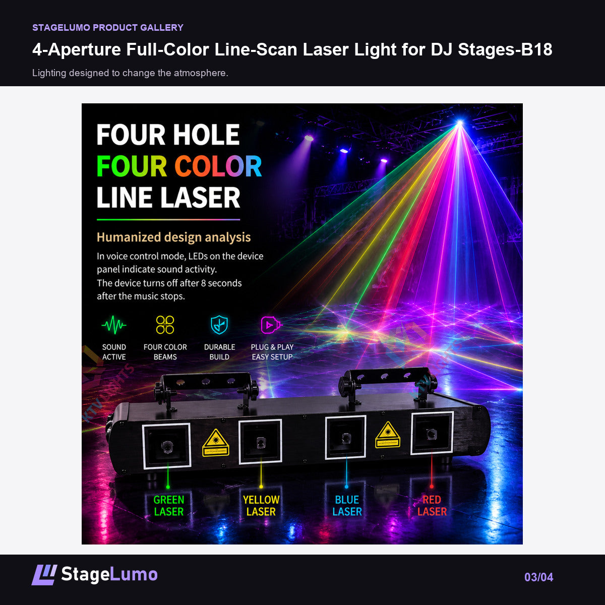 4-Aperture Full-Color Line-Scan Laser Light for DJ Stages-B18 - StageLumo image 3