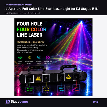 4-Aperture Full-Color Line-Scan Laser Light for DJ Stages-B18 - StageLumo image 3