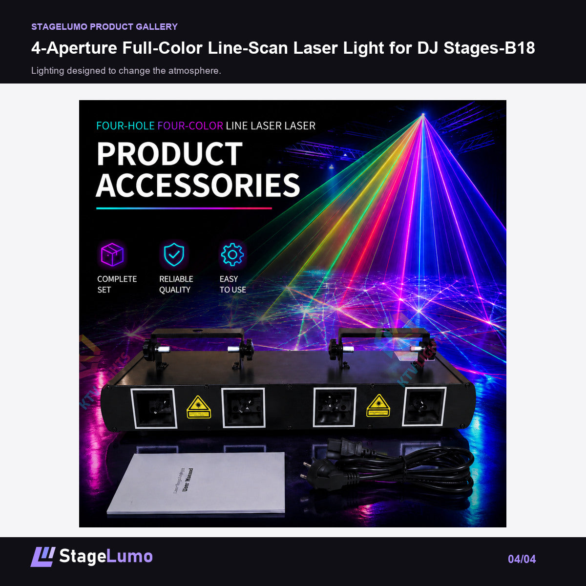4-Aperture Full-Color Line-Scan Laser Light for DJ Stages-B18 - StageLumo image 4