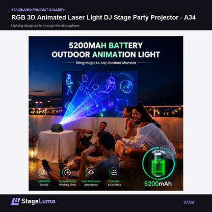 RGB 3D Animated Laser Light DJ Stage Party Projector - A34 - StageLumo image 7