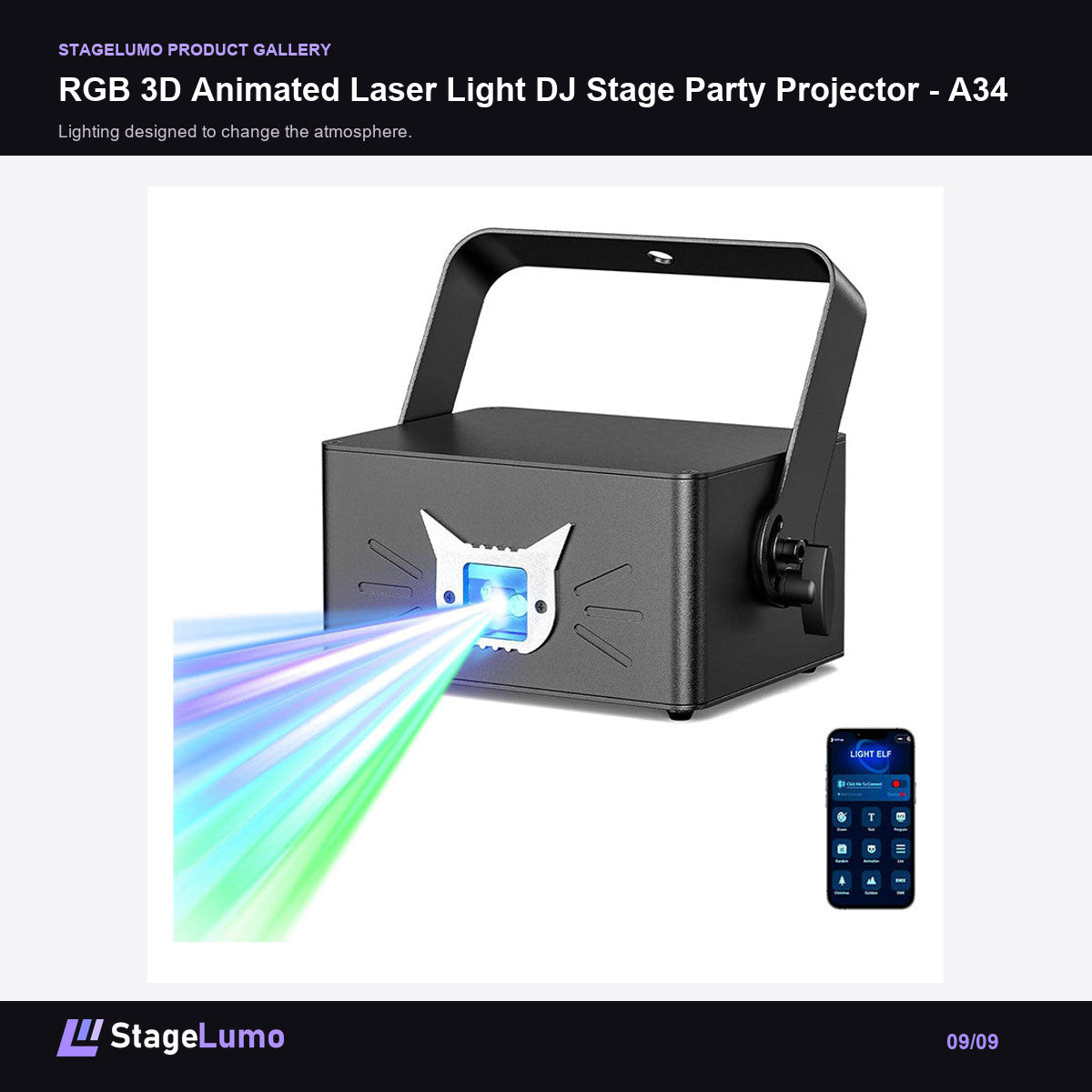 RGB 3D Animated Laser Light DJ Stage Party Projector - A34 - StageLumo image 9