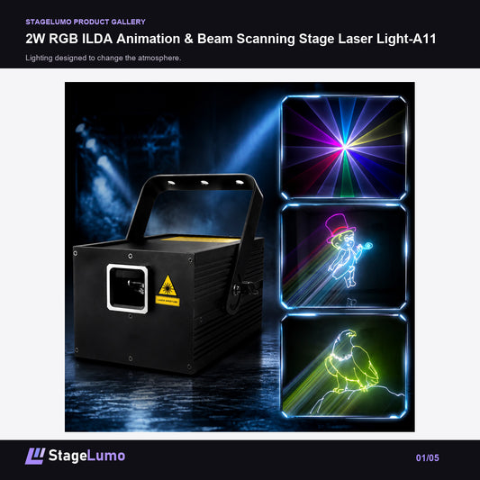 2W RGB ILDA Animation & Beam Scanning Stage Laser Light-A11 - StageLumo image 1