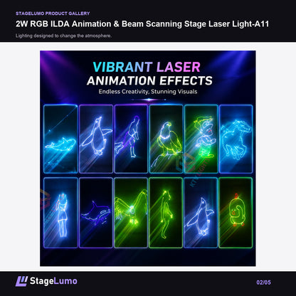 2W RGB ILDA Animation & Beam Scanning Stage Laser Light-A11 - StageLumo image 2