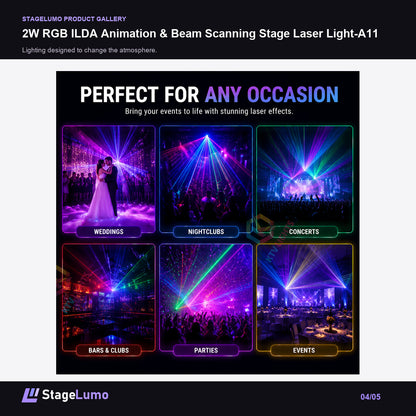 2W RGB ILDA Animation & Beam Scanning Stage Laser Light-A11 - StageLumo image 4