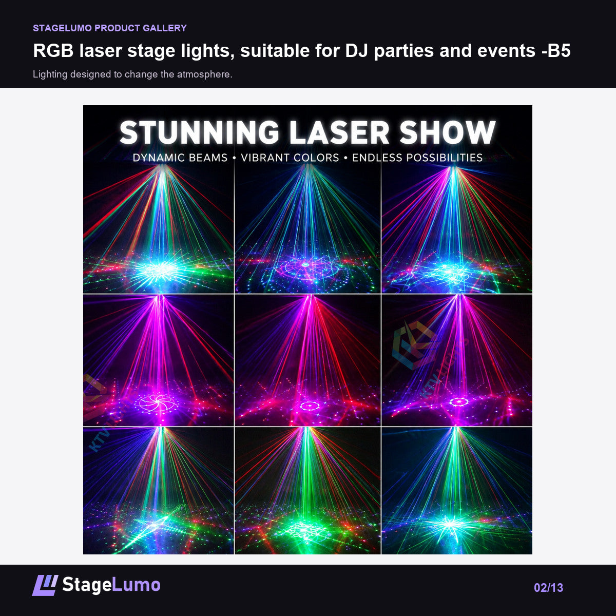 RGB laser stage lights, suitable for DJ parties and events -B5 - StageLumo image 2