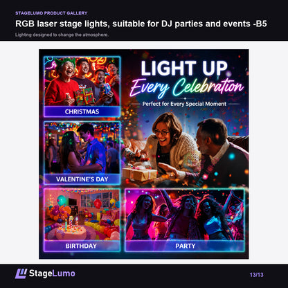 RGB laser stage lights, suitable for DJ parties and events -B5 - StageLumo image 13