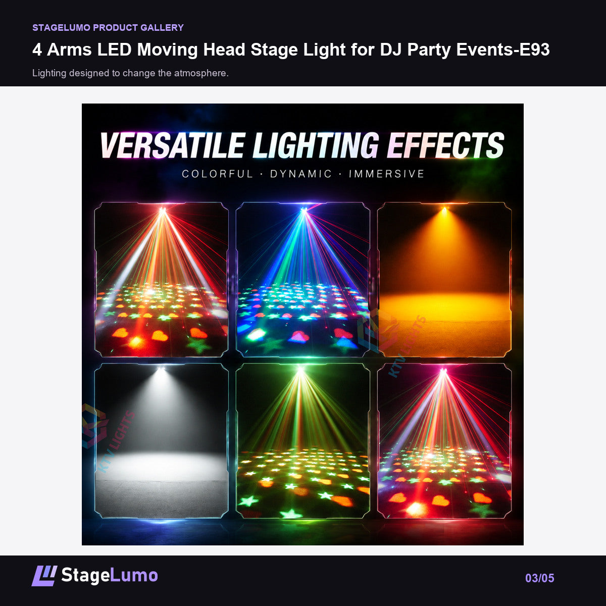 4 Arms LED Moving Head Stage Light for DJ Party Events-E93 - StageLumo image 3