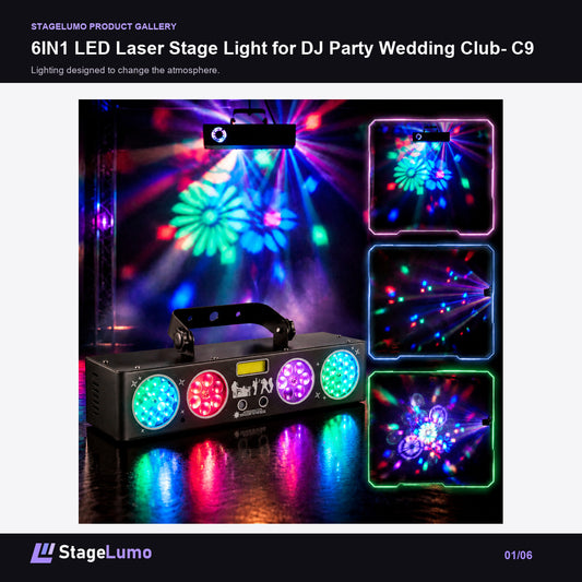 6IN1 LED Laser Stage Light for DJ Party Wedding Club- C9 - StageLumo image 1