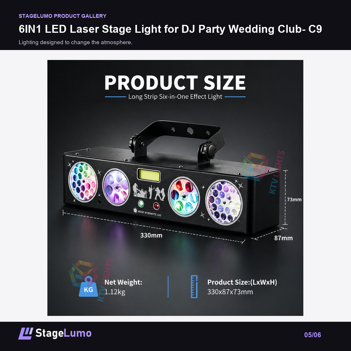 6IN1 LED Laser Stage Light for DJ Party Wedding Club- C9 - StageLumo image 5