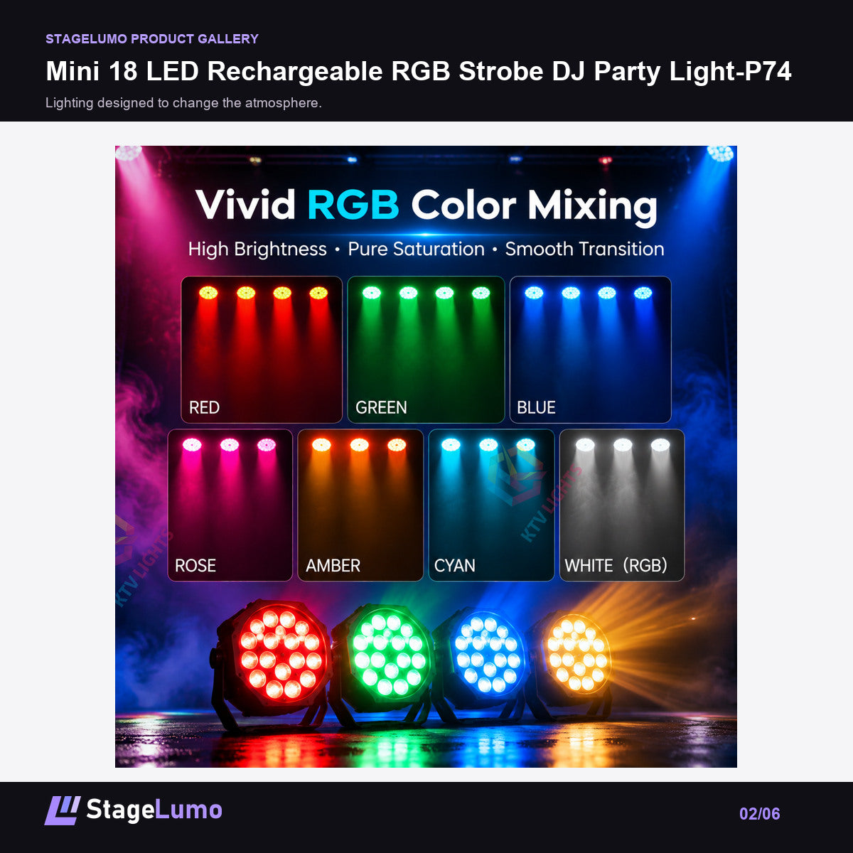 Mini 18 LED Rechargeable RGB Strobe DJ Party Light-P74 - StageLumo image 2