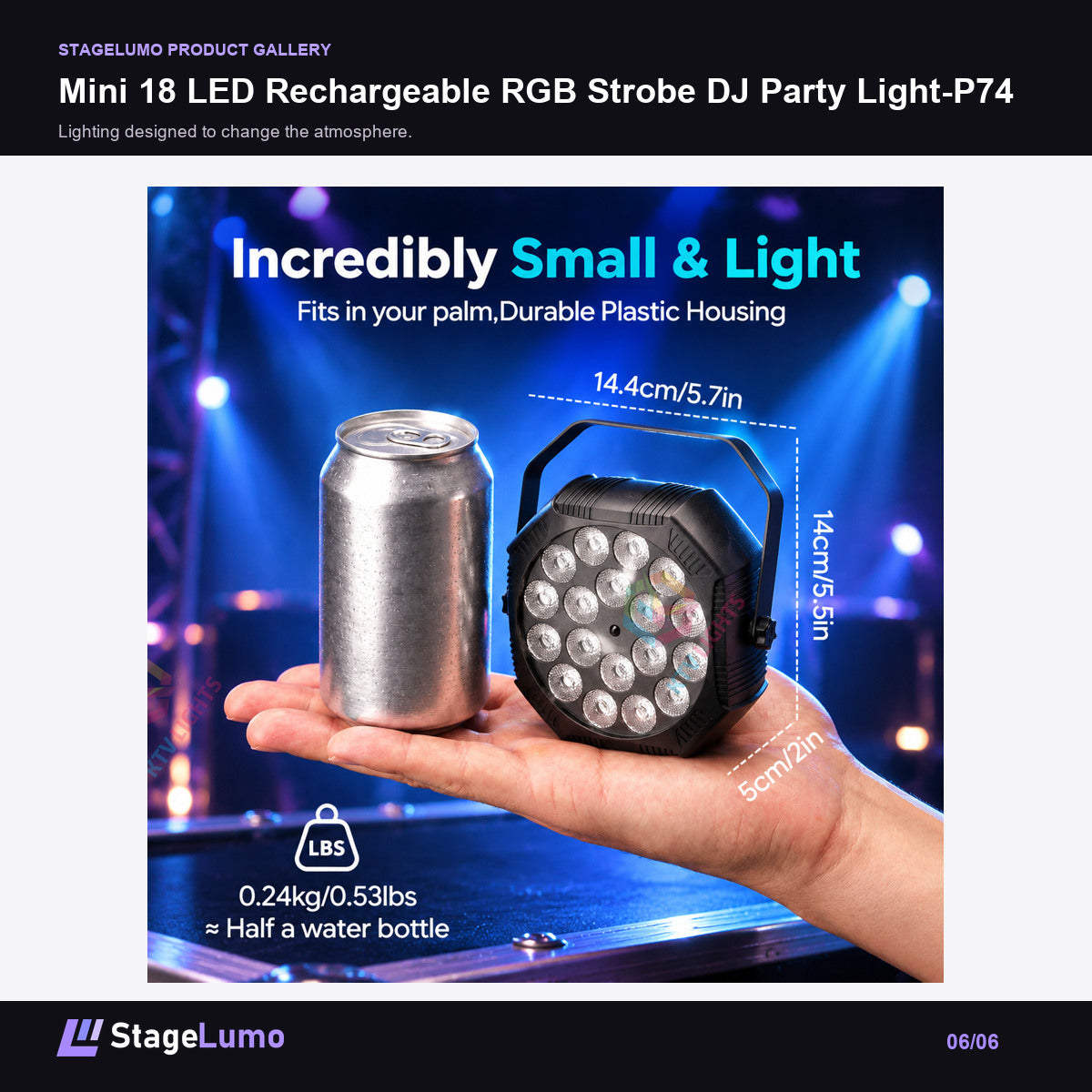 Mini 18 LED Rechargeable RGB Strobe DJ Party Light-P74 - StageLumo image 6