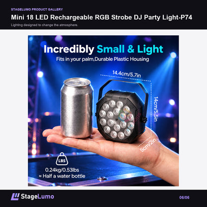 Mini 18 LED Rechargeable RGB Strobe DJ Party Light-P74 - StageLumo image 6