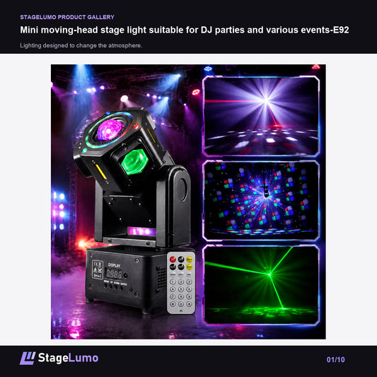 Mini moving-head stage light suitable for DJ parties and various events-E92 - StageLumo image 1