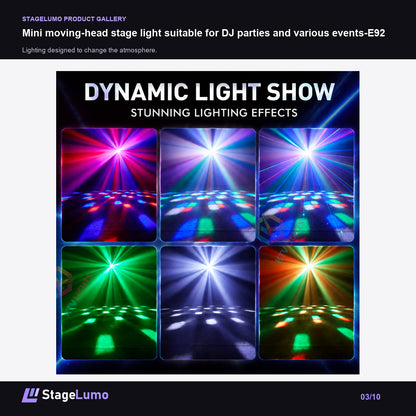 Mini moving-head stage light suitable for DJ parties and various events-E92 - StageLumo image 3