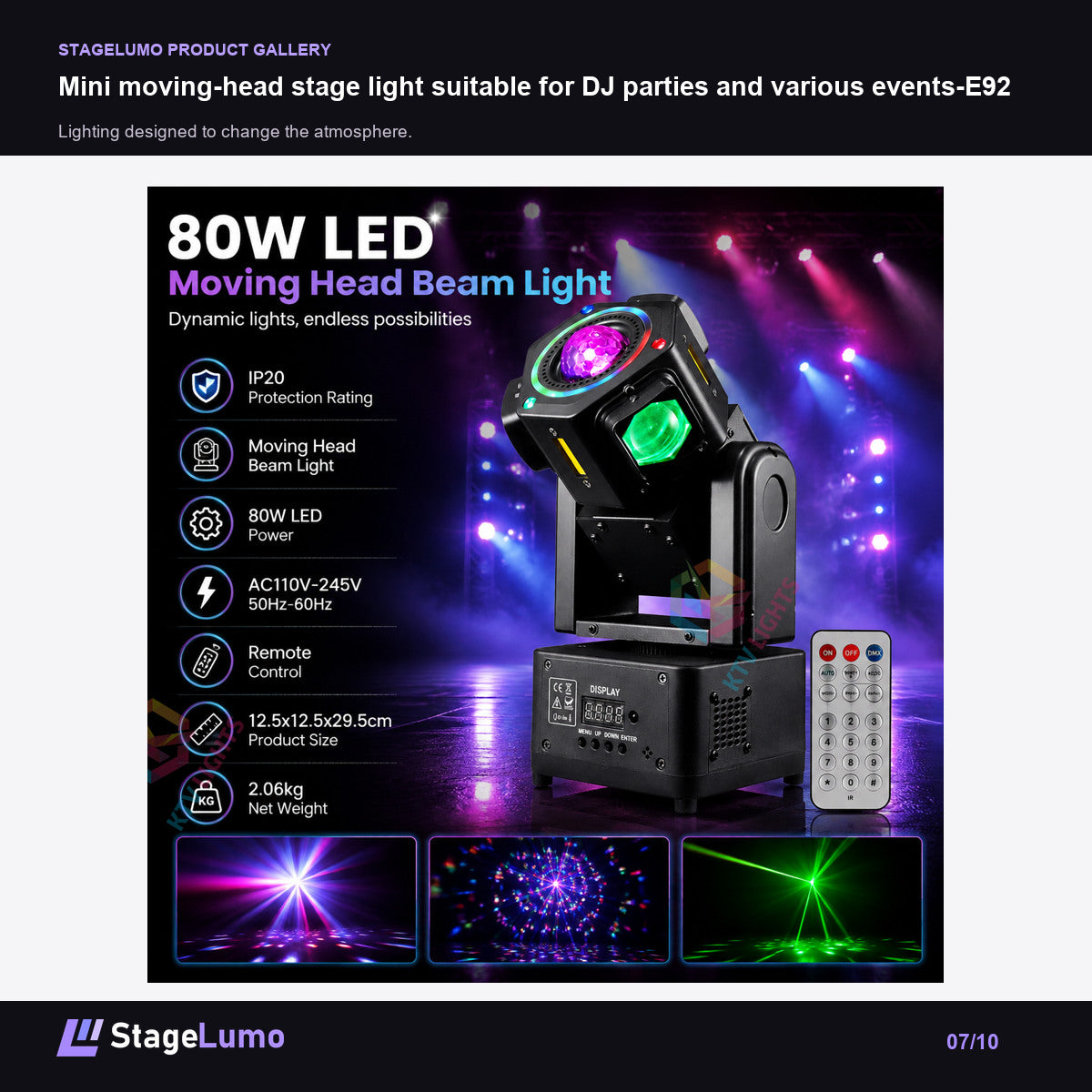 Mini moving-head stage light suitable for DJ parties and various events-E92 - StageLumo image 7